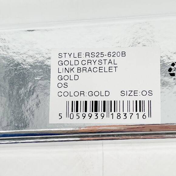 New with Box/Tag Self-Portrait Gold Crystal Embellished Chunky Link Bracelet - Picture 8 of 8